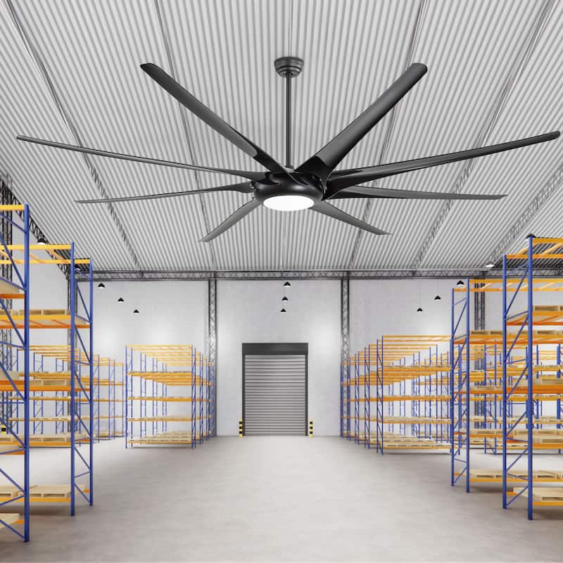 Large 100" Black Integrated LED Ceiling Fan with Light and Remote(8-Blade)
