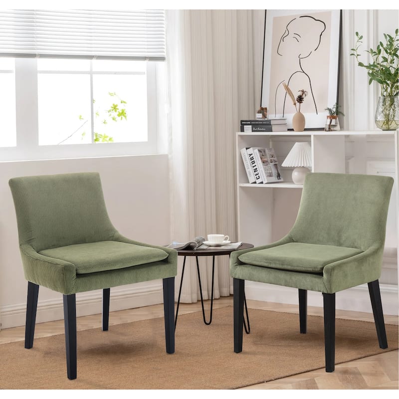 Mid-Century Modern Corduroy Upholstered Dining Chairs with Solid Wood Legs,Set of 2/4/6