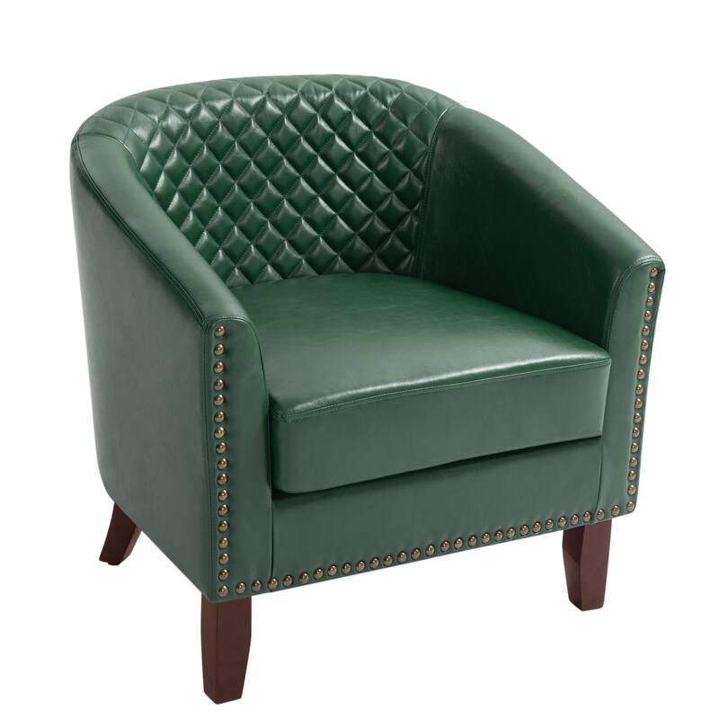 Axia 4 Set Modern Faux Leather Barrel Accent Chairs with Wood Legs