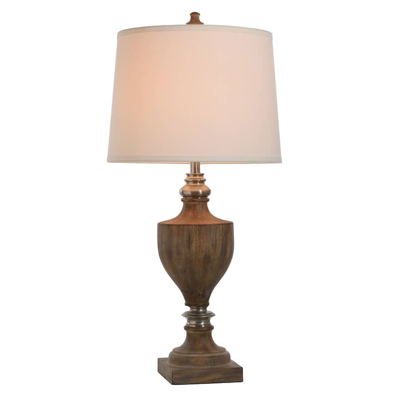 Branson Brushed Polyresin and Metal Table Lamp - White Linen Shade