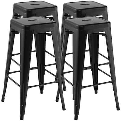 30 Inch Bar Stools Set of 4 with Square Seat and Handling Hole - 16.5" x 16.5" x 30"