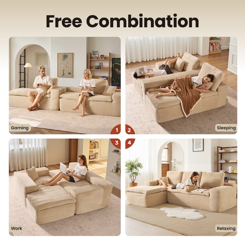 OVIOS No-Assembly L-Shaped Chaise Sofa