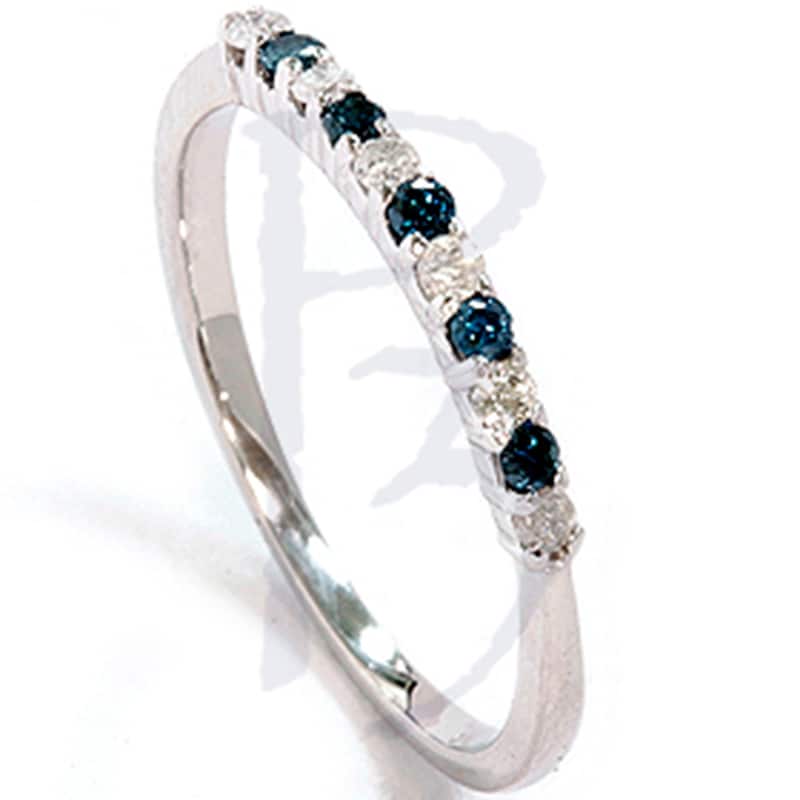 1/4ct Blue & White Diamond Anniversary Ring White Gold