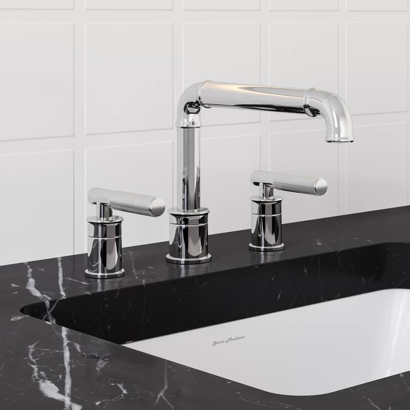 Swiss Madison SM-BF86 Avallon 1.2 GPM Widespread Sleek Handle Bathroom - Chrome