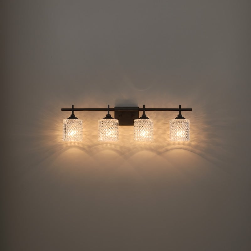 Acroma 4-light Modern Dimmable Bathroom Vanity Light with Art Glass