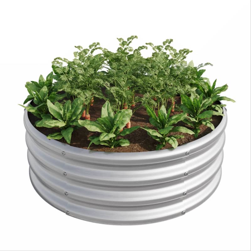 11.4" tall round raised garedn bed, metal raised beds for vegetables, outdoor garden raised planter box