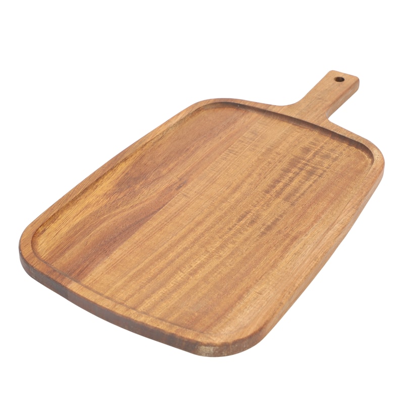 MegaChef 14 Inch Acacia Wood Rectangle Serving Board with Handle