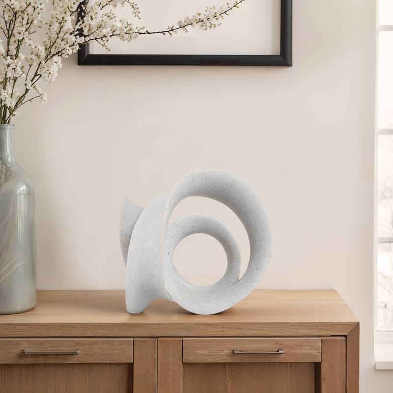 Resin Sculpture with Abstract Curved Loop Design Artistic Silhouette - 13" x 10" x 12" - Gray