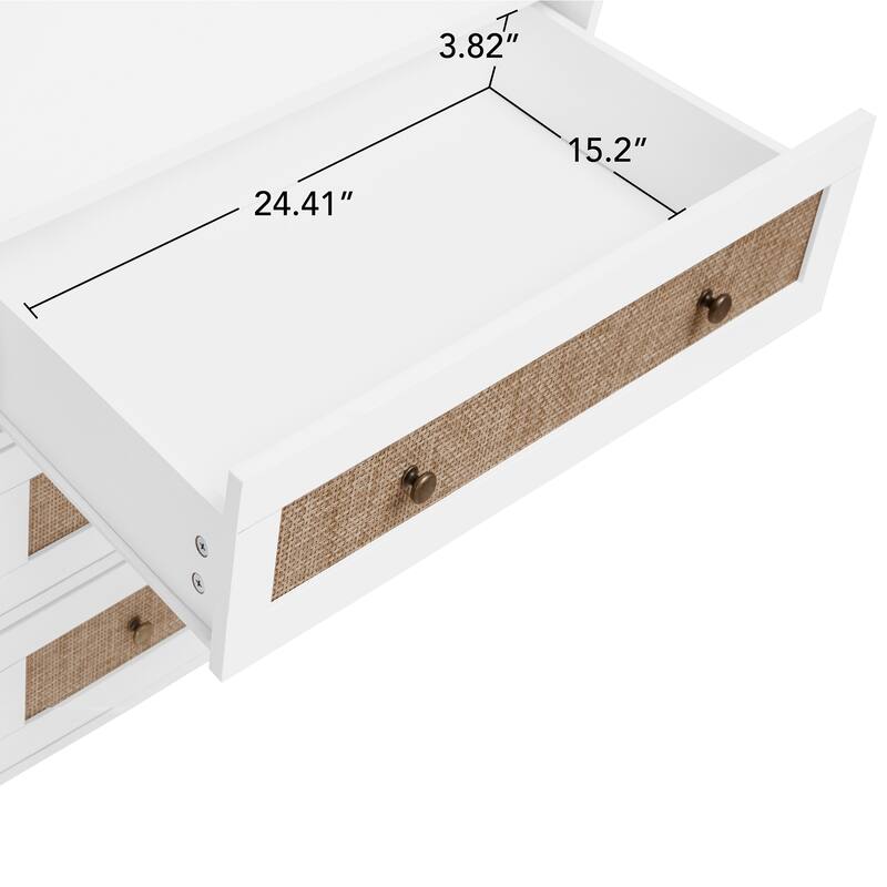 Wardrobe with 3 Drawers High Wardrobe Armoire With Rattan For Living Room, Bedroom Organizer