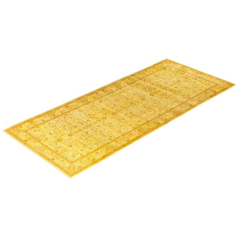 Overdyed One-of-a-Kind Hand-Knotted Area Rug - Yellow - 4' 3" x 9' 10"