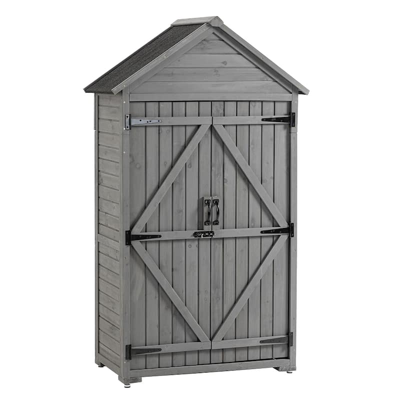 3.3 ft. W x 1.8 ft. D Wood Outdoor Storage Shed w/Detachable Shelves
