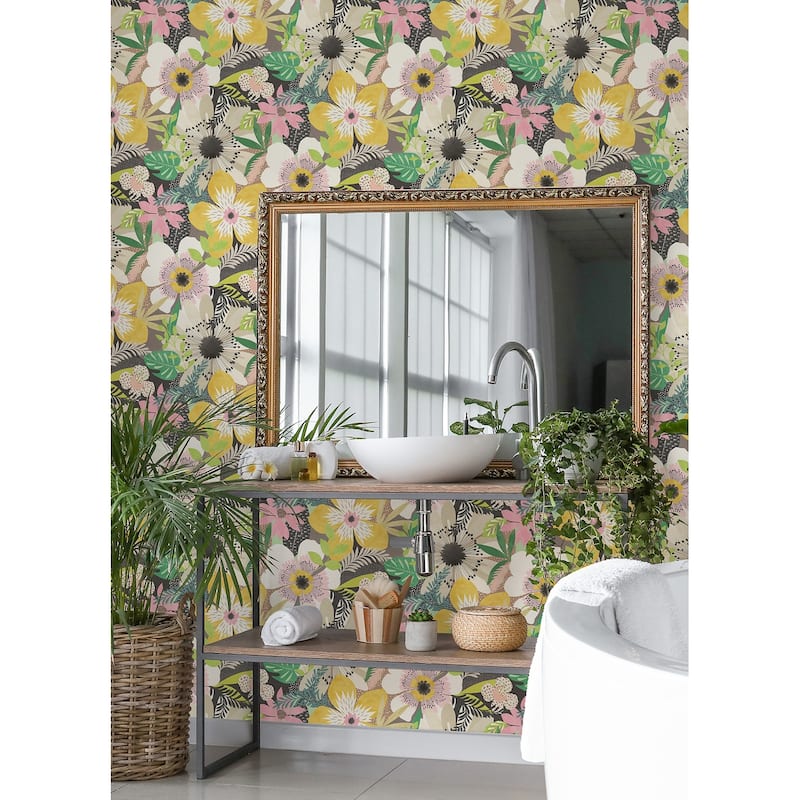 Janis Mustard Floral Riot Wallpaper
