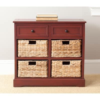 SAFAVIEH Herman Red 6-drawer Rattan Storage Unit - 29.9" x 13" x 27.6"