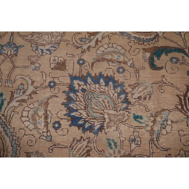 Distressed Tabriz Vintage Persian Rug Handmade Oriental Wool Carpet - 9'6" x 12'7"