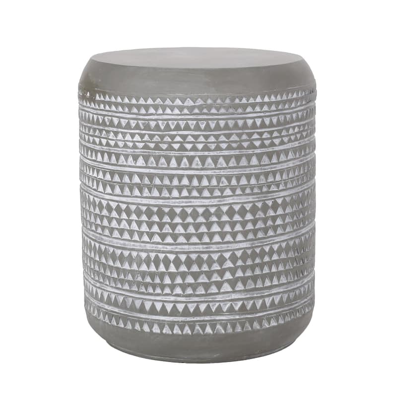 15.5 in. Gray Round Concrete End Table, Sturdy Build End Side Table for Living Rooms