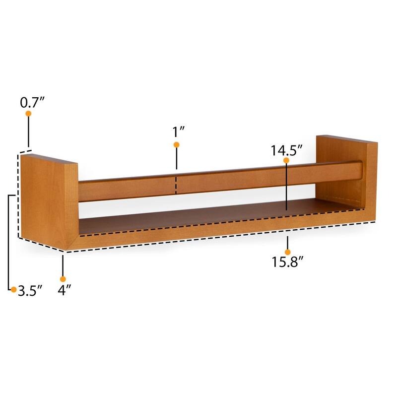Wallniture Utah Wood Wall Shelves for Book and Toy Storage (Set of 4)
