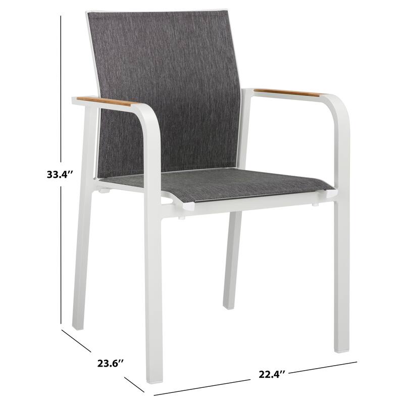 SAFAVIEH Outdoor Living Dexter Armchair with Teak (Set of 2)