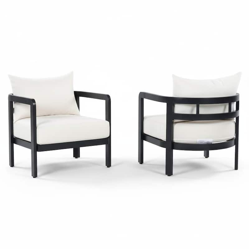 Christopher Knight Home - Modern 27.6" Outdoor Curved Back Patio Club Chair with Aluminum Frame & Water-Resistant Cushions