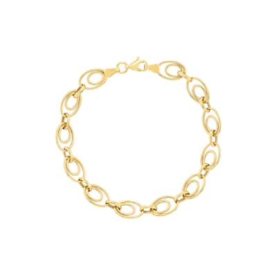 Curata 14k Yellow Gold 7.25" Gradual Double Oval Link Bracelet