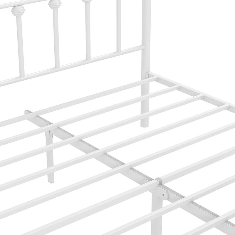14 Inch Metal Victorian Platform Bed Frame with Headboard and Footboard, Heavy Duty Mattress Foundation with Steel Slats Support