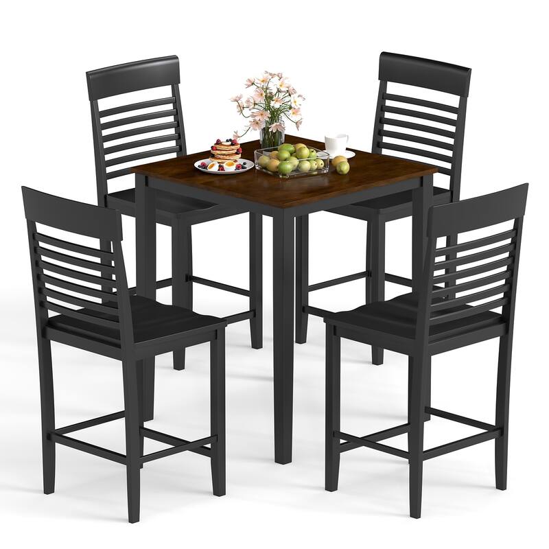 Gymax 5 PCS Counter-Height Dining Table Set for 4 Square Kitchen Table