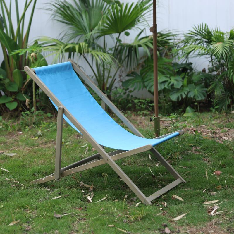 Outdoor Sling Patio Chair Set of 2 Adjustable Folding Lounge Chair