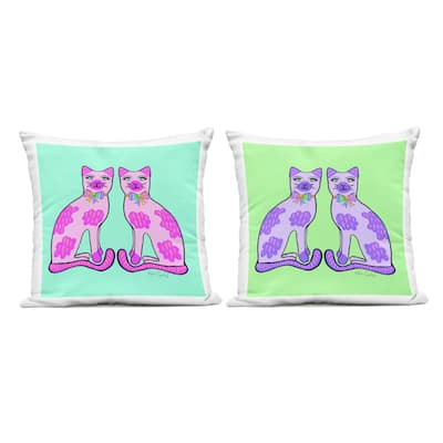 Stupell Funky Whimsy Cat Pairs Printed Outdoor Throw Pillow Design by Katie Conley (Set of 2)