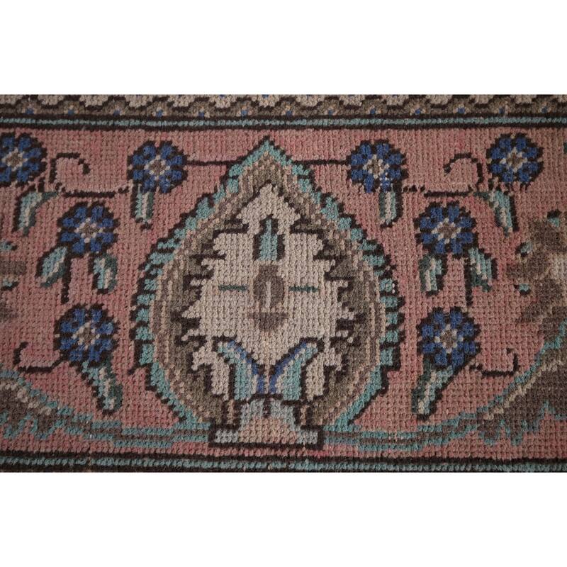 Pink Tabriz Persian Vintage Area Rug Hand-Knotted Wool Carpet - 9'7" x 12'4"