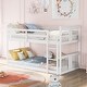 preview thumbnail 4 of 11, Low Bunk Design Twin Over Twin Bunk Bed with Ladder, White