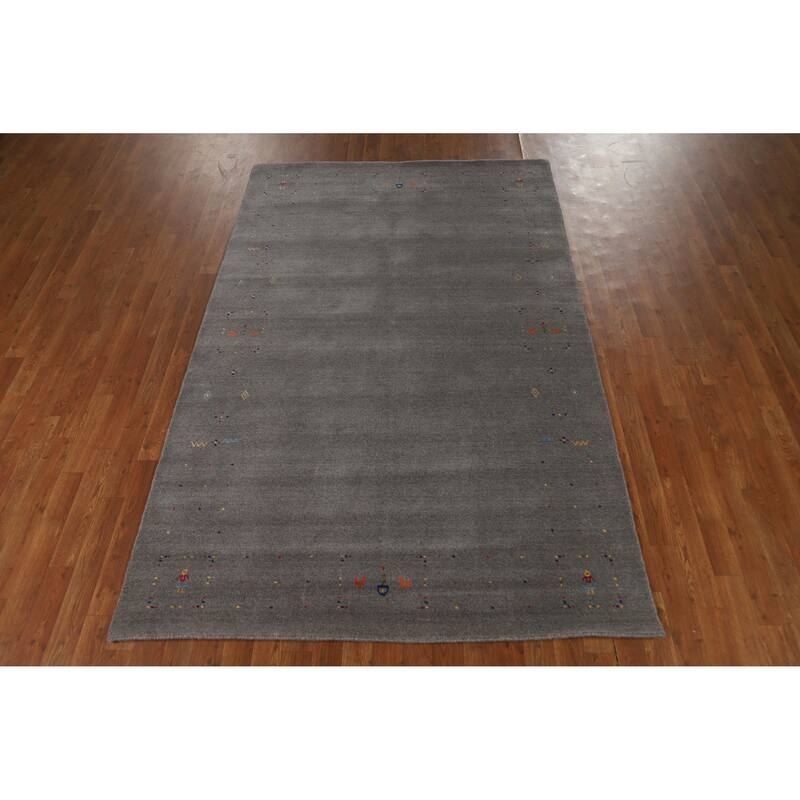 Hand Knotted Oriental 100% Wool Carpet Tribal Tribal Greys & Charcoal Gabbeh Area Rug - 8' 3'' X 5' 1''