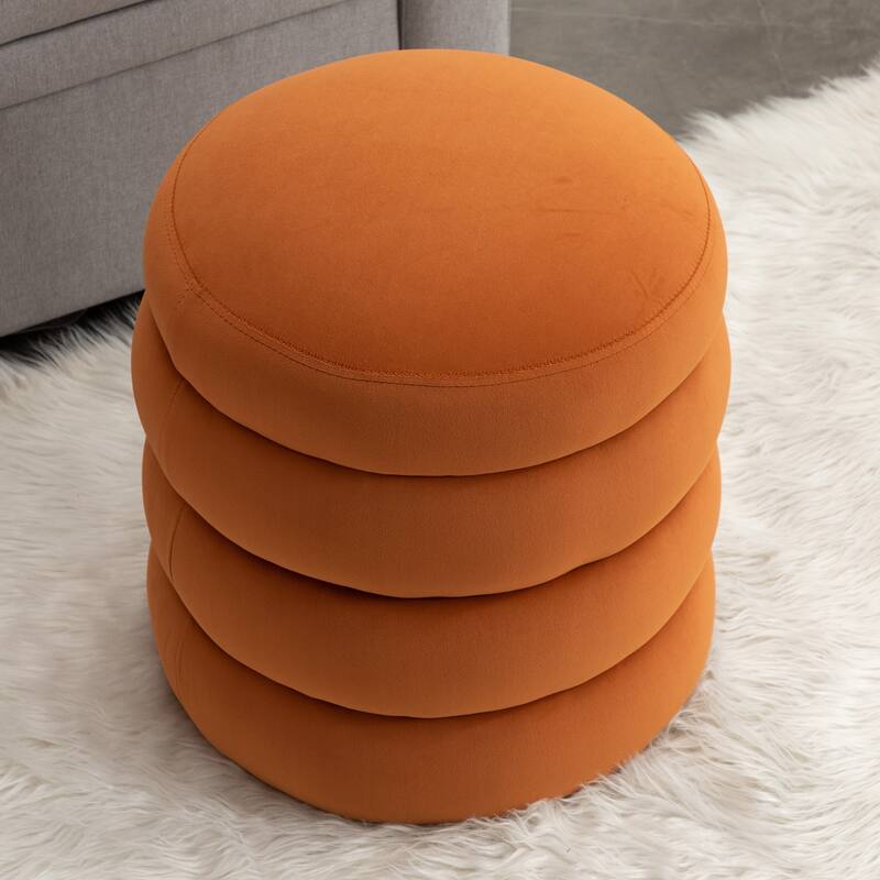 Velvet Round Footrest Ottoman