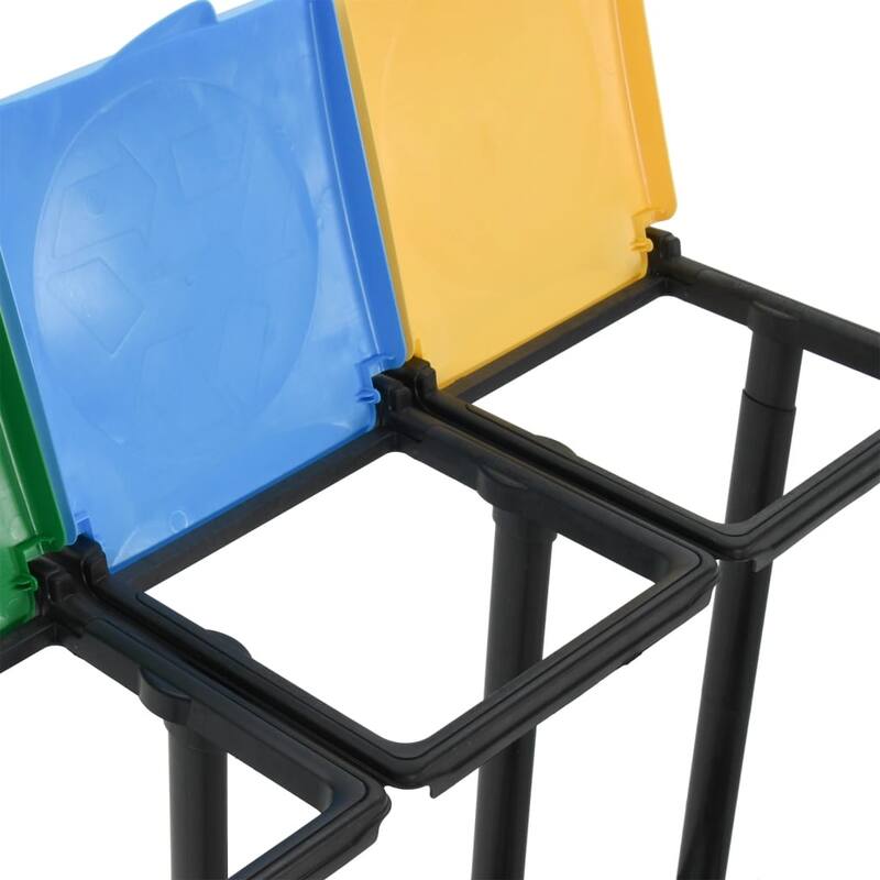 vidaXL Bin Bag Stands with Lid 63.4 gal-87.2 gal Multicolor PP - 38.6 x 14.2 x 32.3