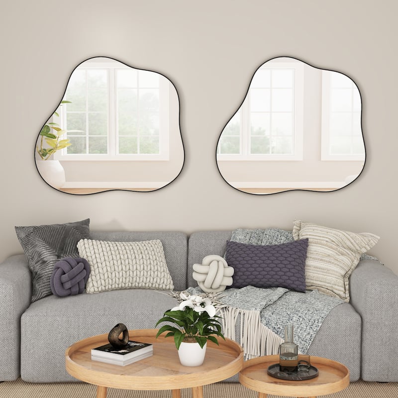 31.5" x 29.5" Irregular Cloud-Shaped Metal Accent Wall Mirror