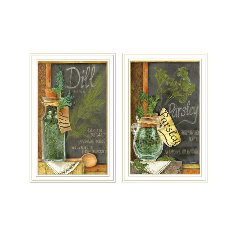 Trendy Decor 4U "Dill & Parsley" Printed Framed Wall Art by Ed Wargo - White - 8.5 x 12.25