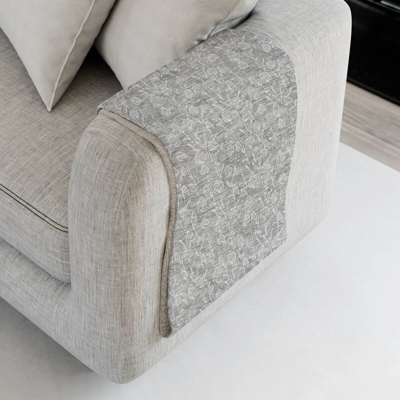 Premium Machine Washable Modern Floral Sherpa Throw Blanket - Silver - 4'2" x 5'10"