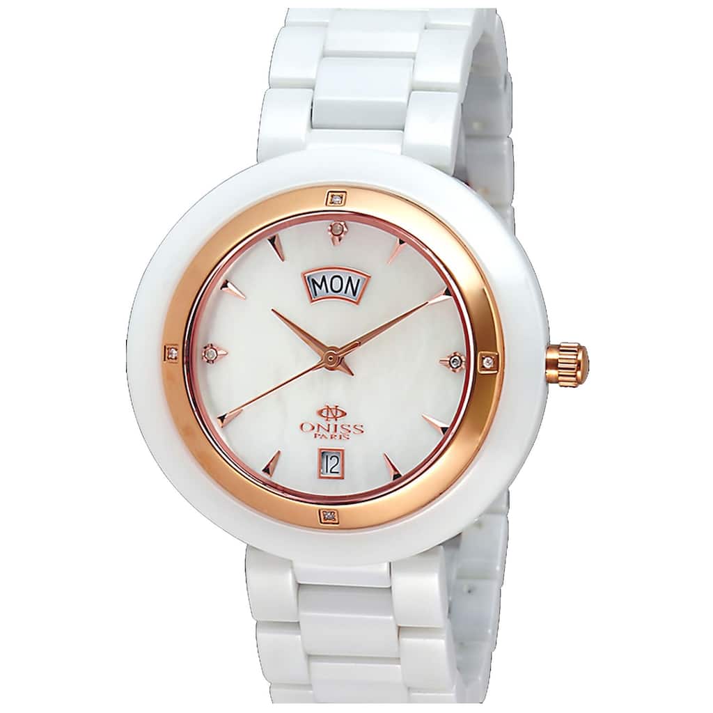 Oniss Women's Luxur White Dial Watch - ON609-MRG WWHT - One Size