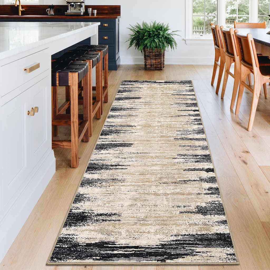 Area Rug for Living Room Modern Abstract Machine Washable Accent Carpet Non-Slip Low Pile Bedroom