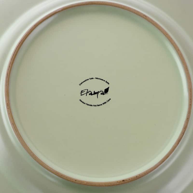 Elama Summer Bloom 16 Piece Round Stoneware Dinnerware Set in Green