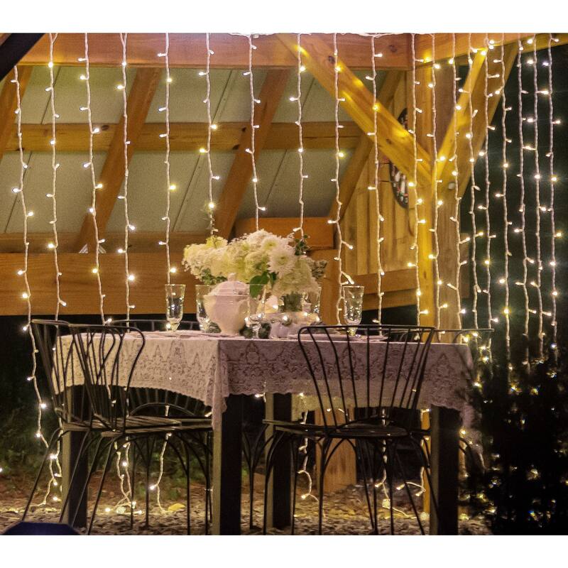 240 White LED Wide Angle Christmas Drops String Lights 8 Ft White Wire