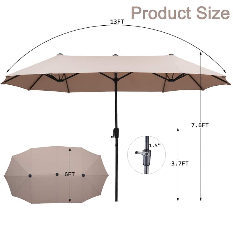 Autlaycil 13ft Extra Large Patio Umbrella with Solar Lights(Without Base)