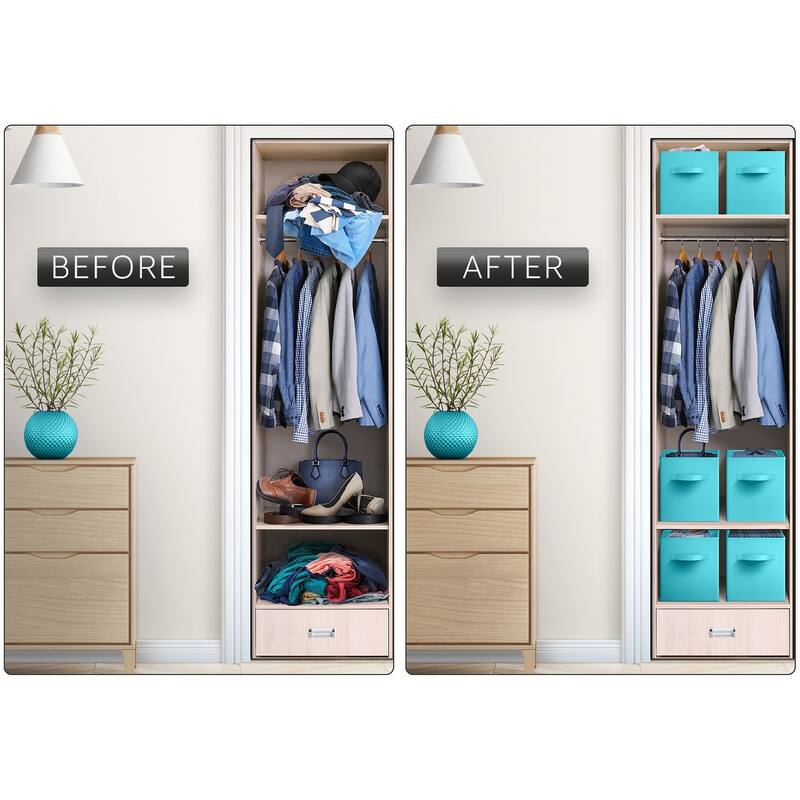 Sorbus Fabric Storage Bins 13" Foldable Cubes With Handles For Pantry, Cubbies, Toy And Closet Shelving Organization - 6Pk