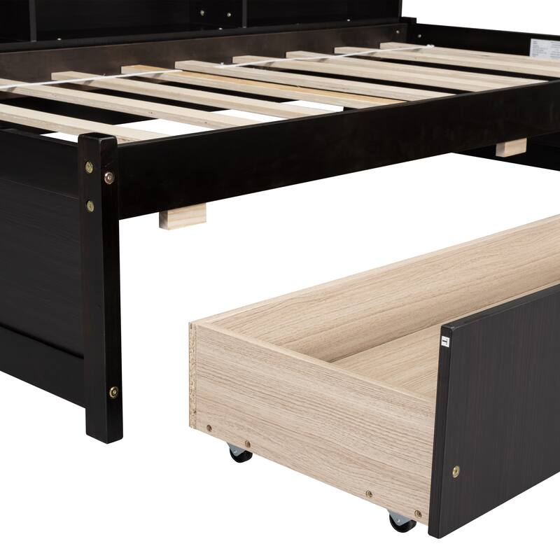 Bed with Side Bookcase and Drawers