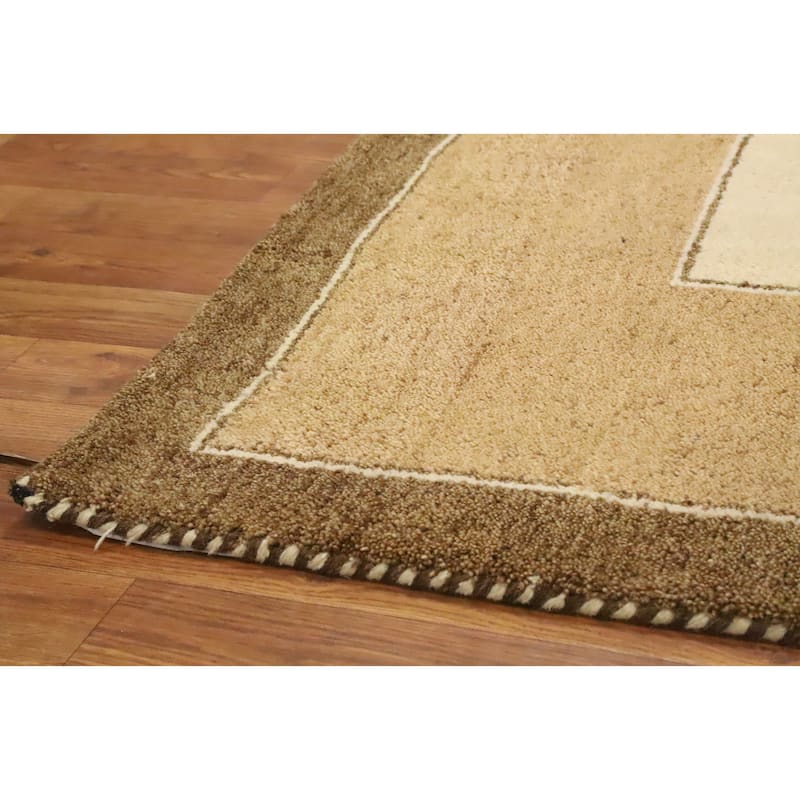 Hand Knotted Oriental 100% Wool Carpet Modern Solid Beige & Ivories Gabbeh Area Rug - 11' 8'' X 8' 3''