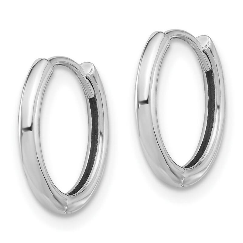Curata 14k White Gold Polished Hinged Hoop Earrings - 13.5x14.5mm