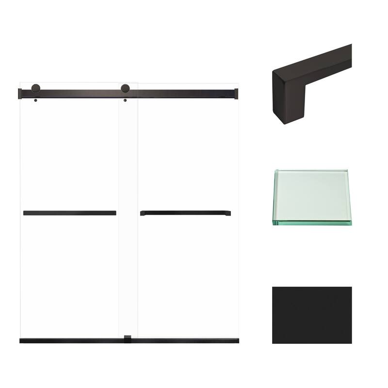Transolid BRP607008C-S 70" High x 60" Wide Bypass Frameless Shower - Matte Black