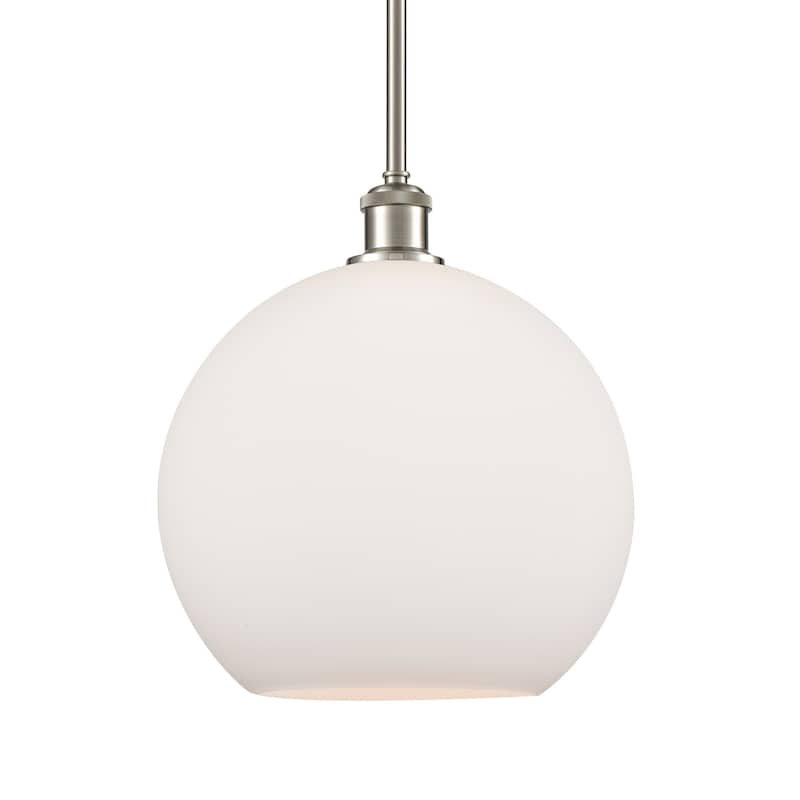 Innovations Lighting 516-1S-14-12 Athens Pendant Athens 12" Wide - Brushed Satin Nickel / Matte White