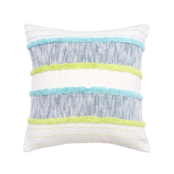 slide 2 of 10, 20" x 20" Benn Striped Tufted Texture Cotton Decorative Throw Pillow With Insert Blue