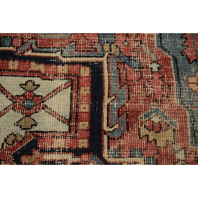 Hand Knotted Oriental 100% Wool Carpet Traditional Medallion Oranges & Rust Heriz (serapi) Area Rug - 9' 11'' X 7' 0''