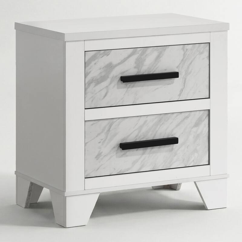 Furniture of America Loris Modern White Wood 2-Drawer Nightstand