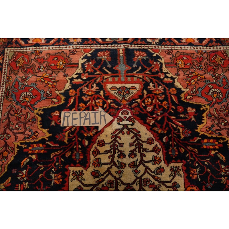 Hand Knotted Oriental 100% Wool Carpet Traditional Floral Navy Blue & Blues Sarouk Area Rug - 6' 2'' X 4' 7''